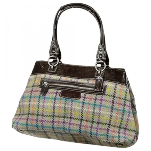 Vintage Coach handbag wool plaid DESIGNER